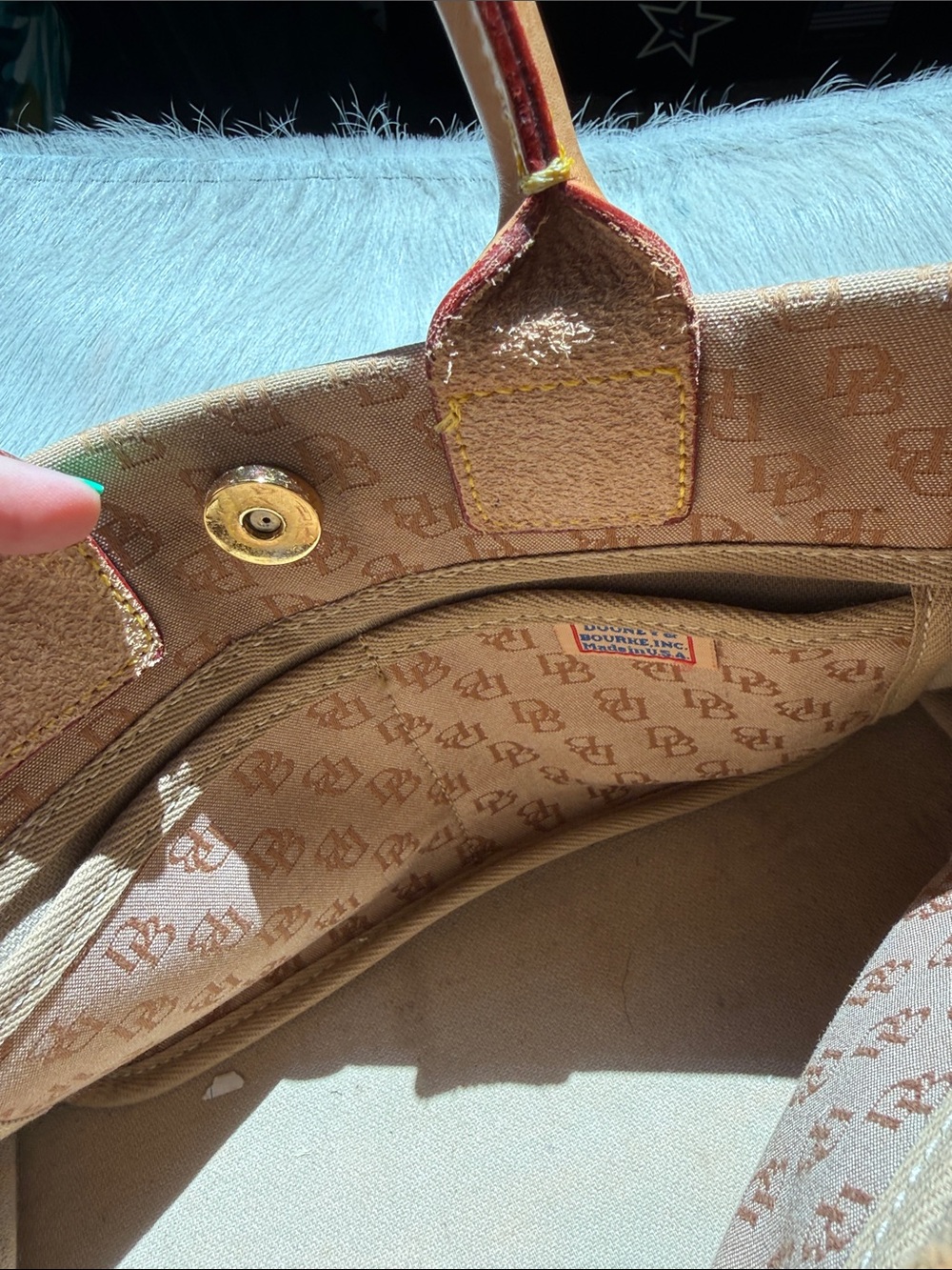 Dooney & Bourke Tan Monogram Drawstring Tote - Picture 10 of 10